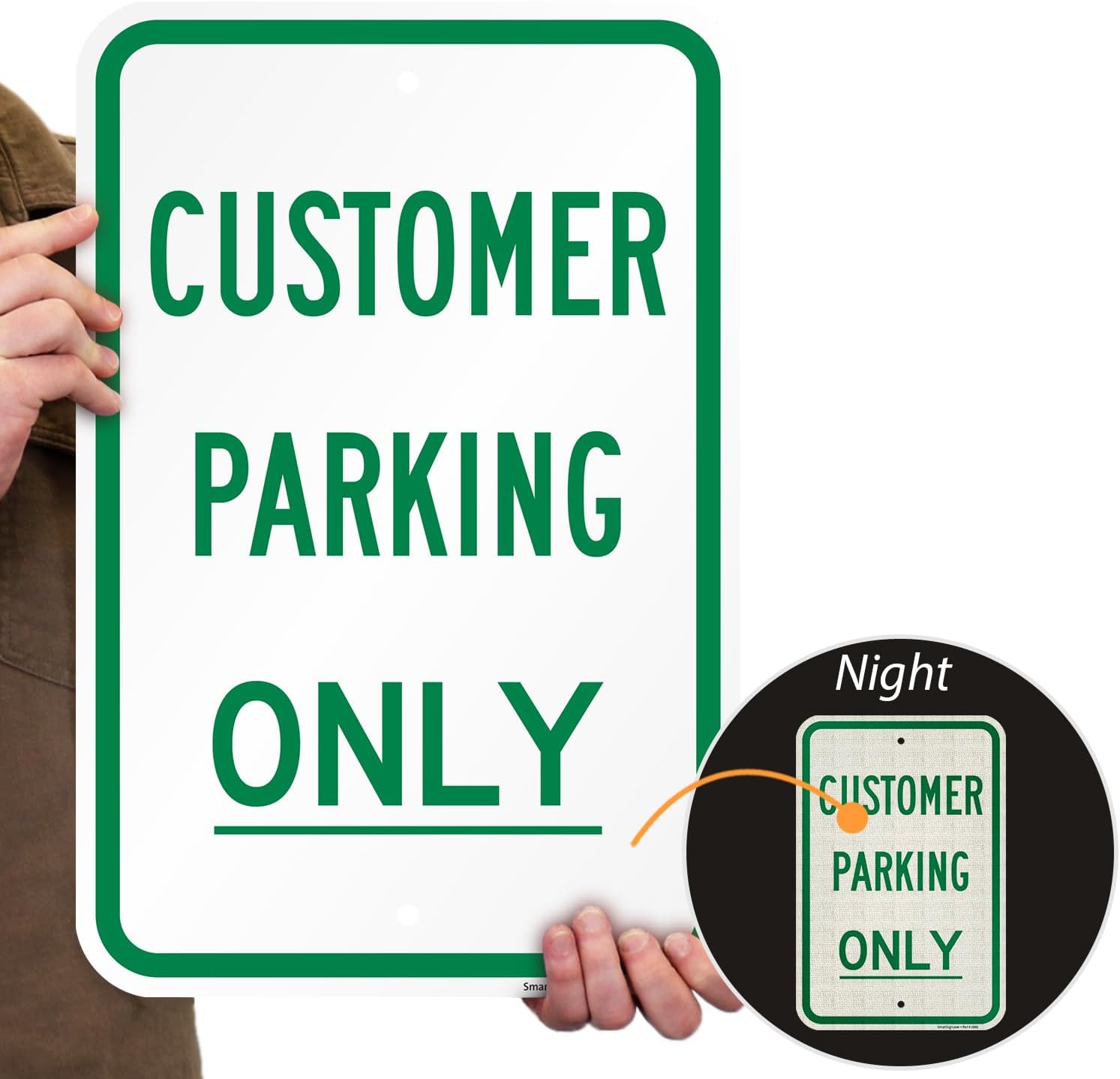SmartSign (Pack of 4) 18 x 12 inch “Customer Parking Only" Sign, 120 mil Thick Aluminum Composite (ACM), Engineer Grade Reflective Material, Green and White