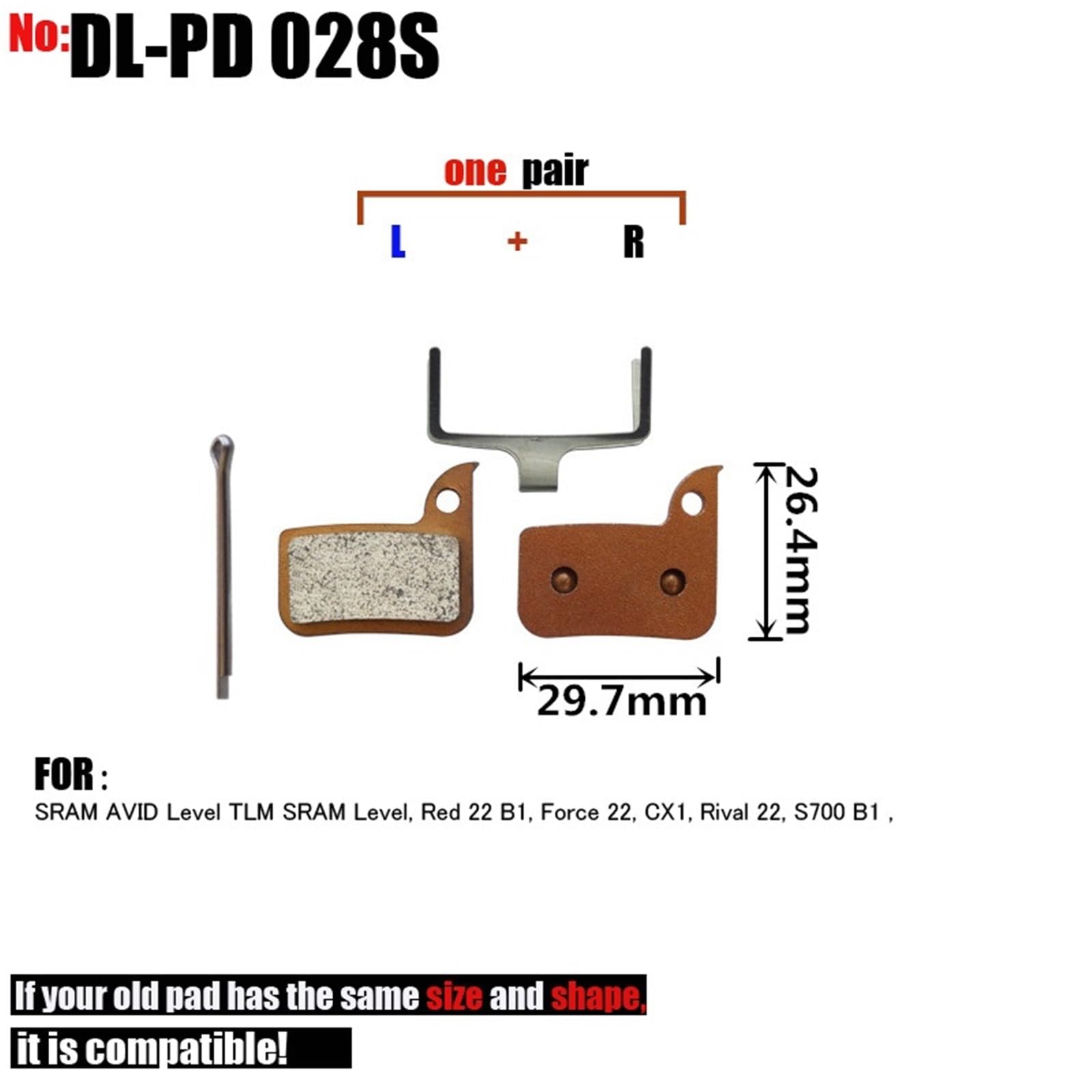 Lot de 4 paires de plaquettes de frein à disque pour VTT 22 S700 B1 Rouge Force CX1 Pièces générales d'extérieur