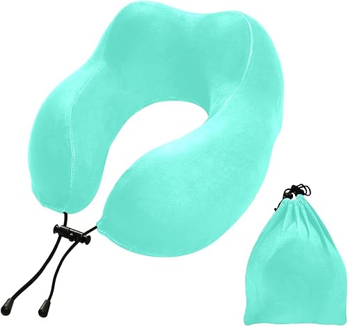 Almohada de viaje de avión, almohada de espuma viscoelástica para adultos, almohada de cuello plano para vuelos largos