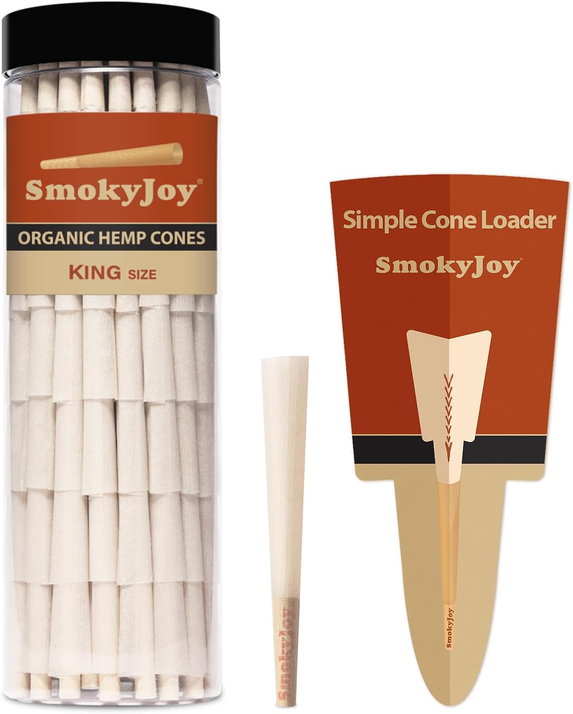 SmokyJoy 100 Pack King Size Cones - Pre Rolling Rolled Preroll Pre Rolls Papers Cone - Cones with Filter Tips and Packing Tubes Included