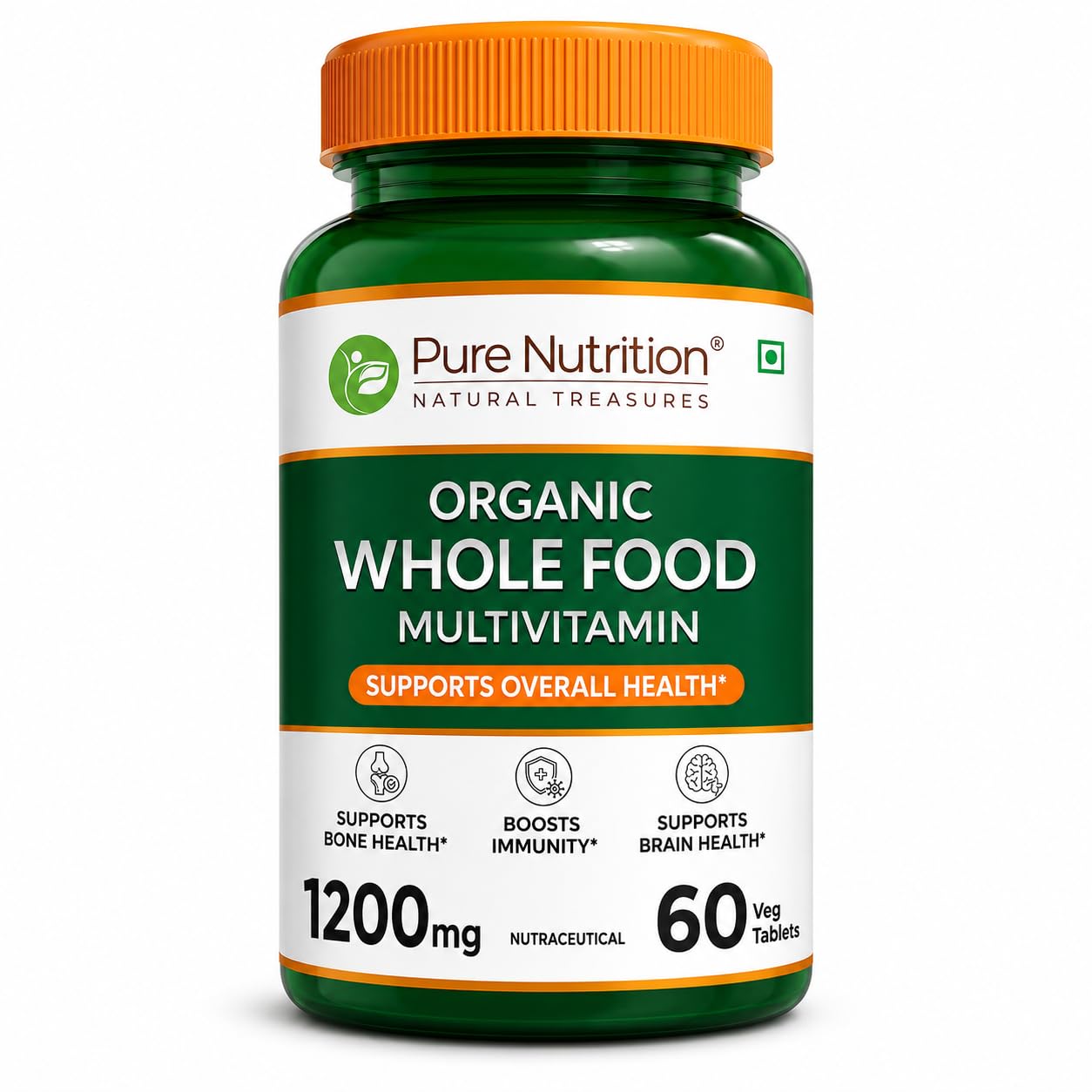 Pure Nutrition Organic WholeFood Multivitamin | Plantbased Vitamin A D3 C E K2 B1 B2 B3 B5 B6 Biotin B12 Iodine Selenium: 100% RDA + Copper Chromium Iron Folic Acid Calcium Magnesium Zinc 60 Veg Tabs-image-31