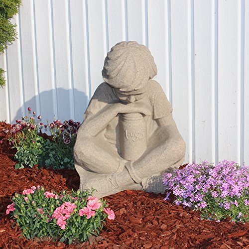 Statue de garçon en résine EMSCO décor de terrasse et massif de fleurs 40cm - 3