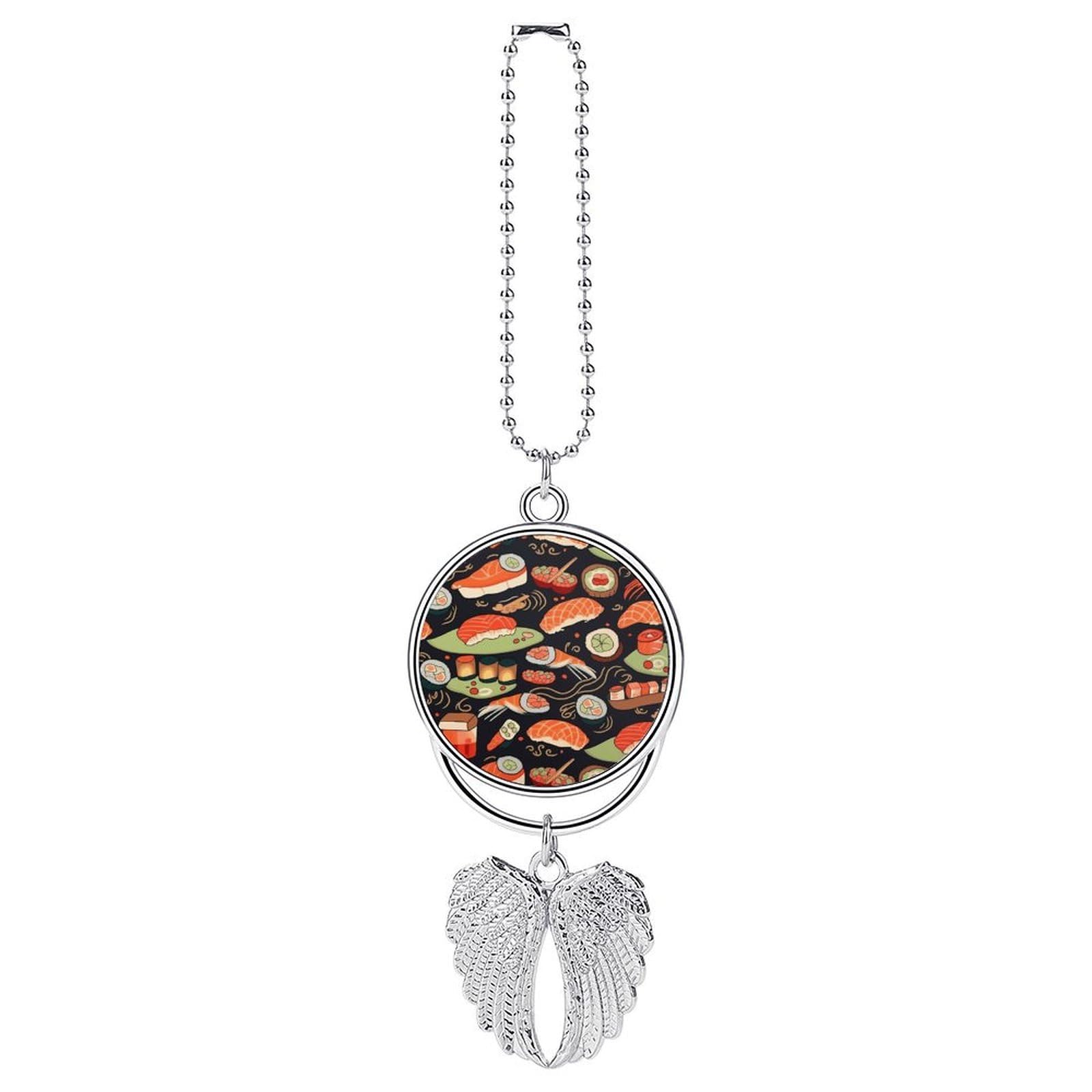 Japanese Sushi Shrimp Car Charm Alloy Car Rear View Mirrors Hanging Ornaments Stylish Car Pendant Funny Auto Hanging Accessories Car Hanging Ornaments Gift for Women Men