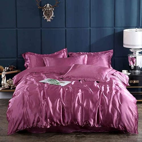 Juego de edredón estampado verde, juego de funda de edredón doble, sábana plana, ropa de cama, funda de almohada, 100% seda satinada, ropa de cama