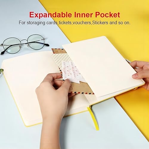 Miniatura 4 de POPRUN - Cuadernos de diario rayados A5, cuaderno de tapa dura de cuero grueso para escritura, trabajo de negocios, viajes, escuela, universidad,