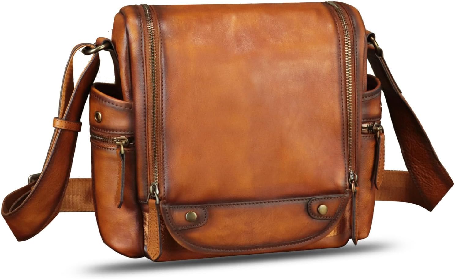 Genuine Leather Messenger Bag for Men Crossbody Shoulder Bag Vintage Desinger Satchel Purse Casual Sling Daypack