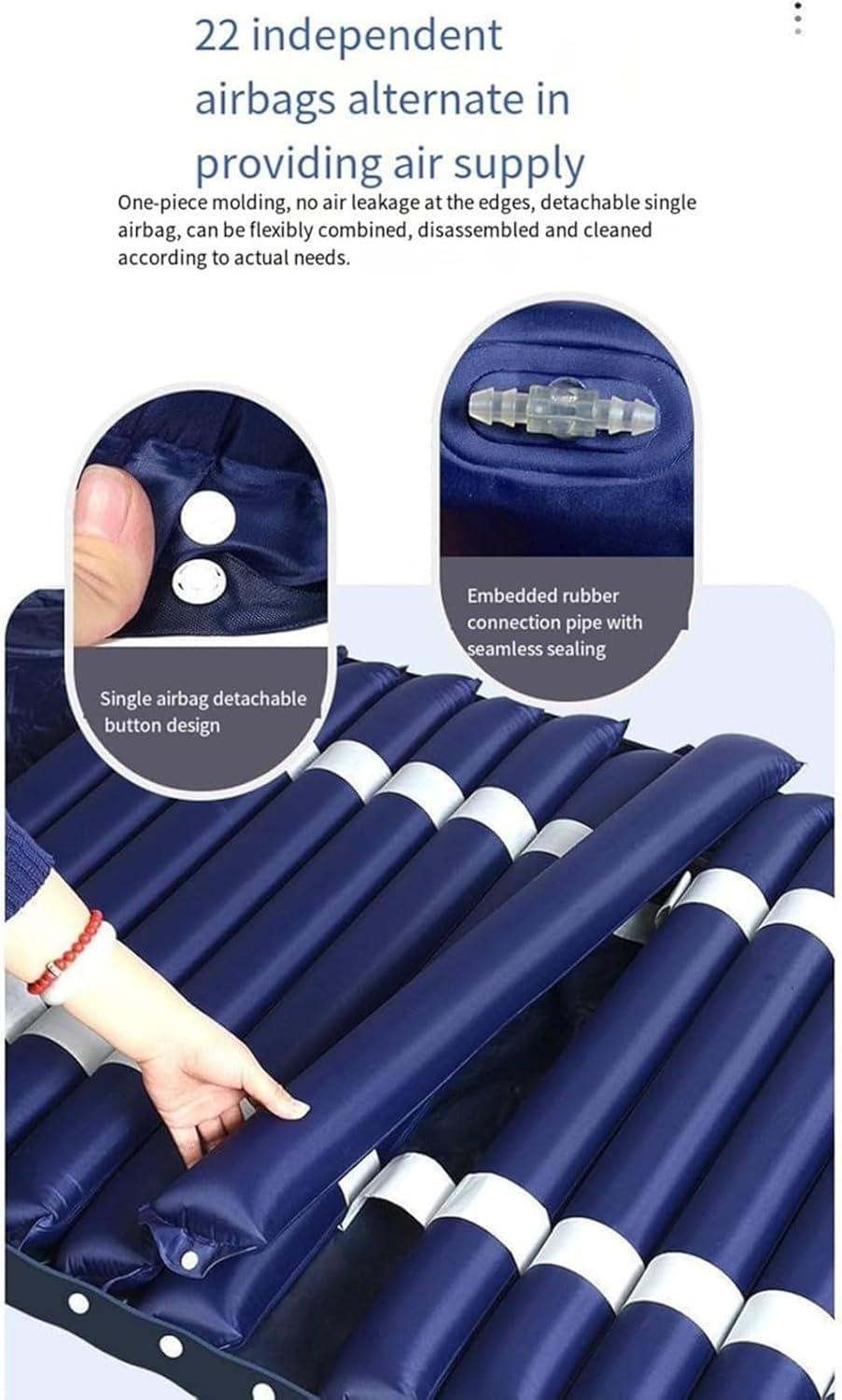 Colchón Antiescaras, Colchón Antiescaras De Aire Alternante Aire Y Bomba, Almohadilla para Colchón Alivio Presión, Airbag Desmontable, Prevención Y Alivio De Úlceras por Presión W90CM