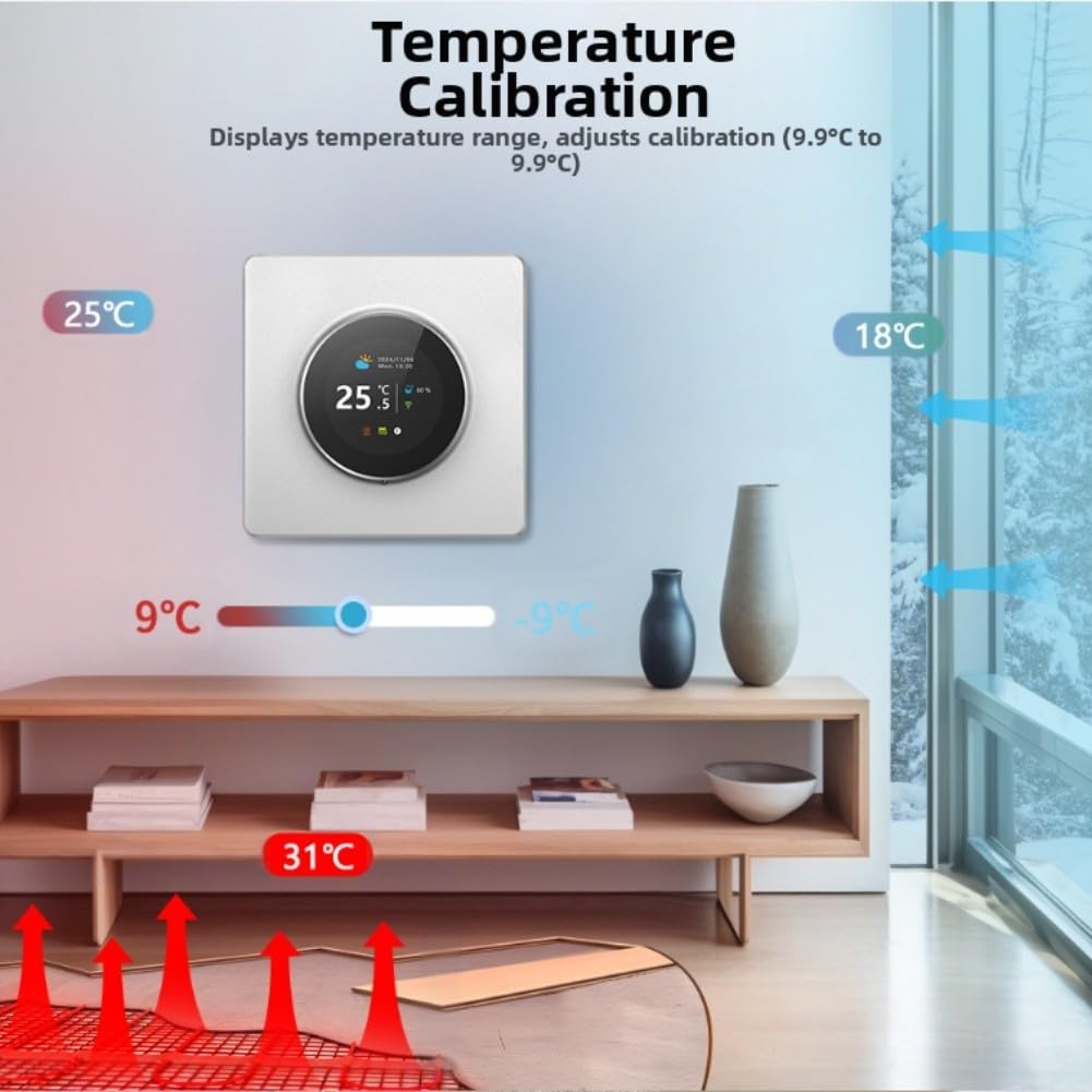 Unità di controllo del riscaldamento a pavimento con display digitale e funzioni intelligenti per cavi elettrici e tubi idronici a pavimento (riscaldamento elettrico)