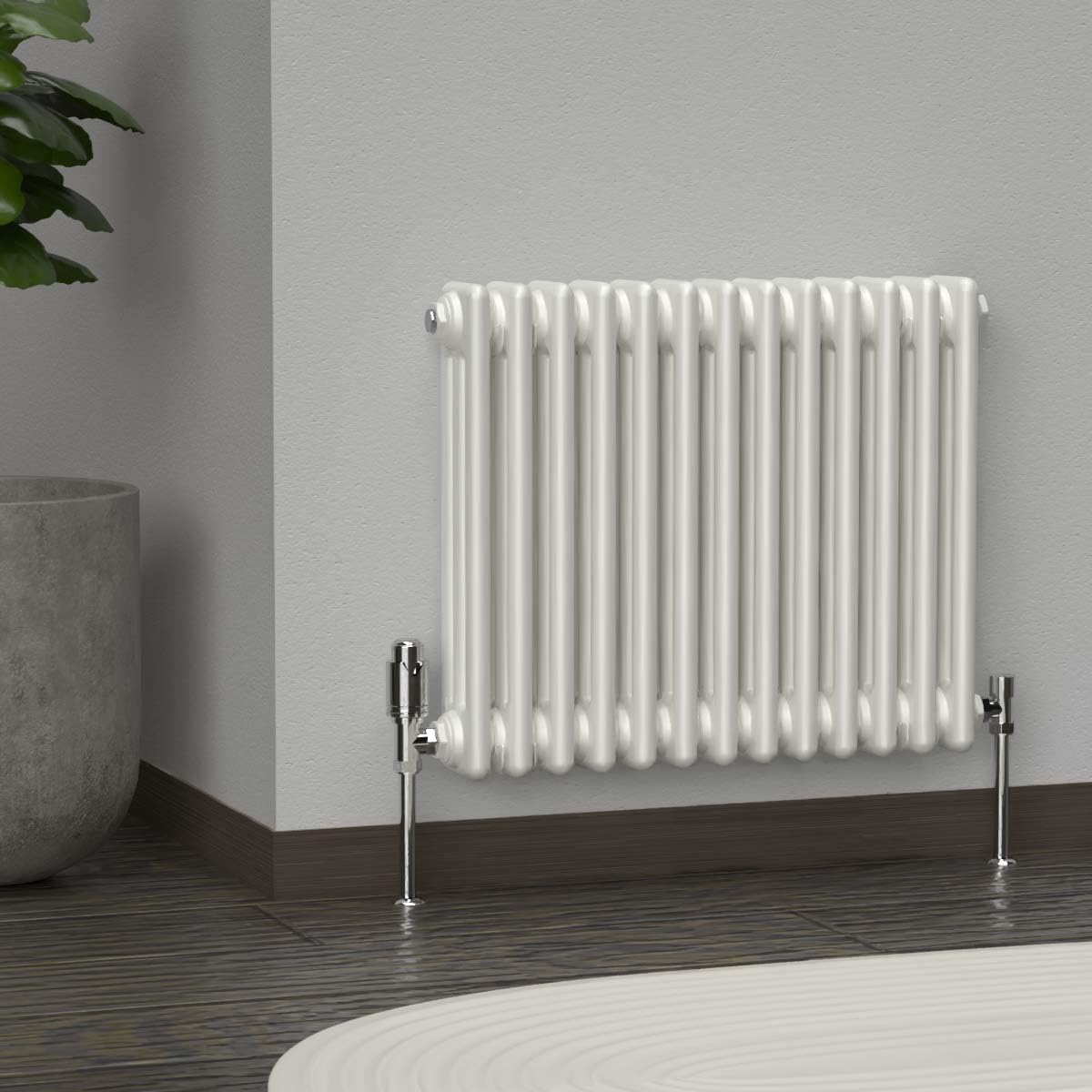 Lux Heat White Horizontal 3 Column Traditional Radiator 500mm (H) x 605mm (W)