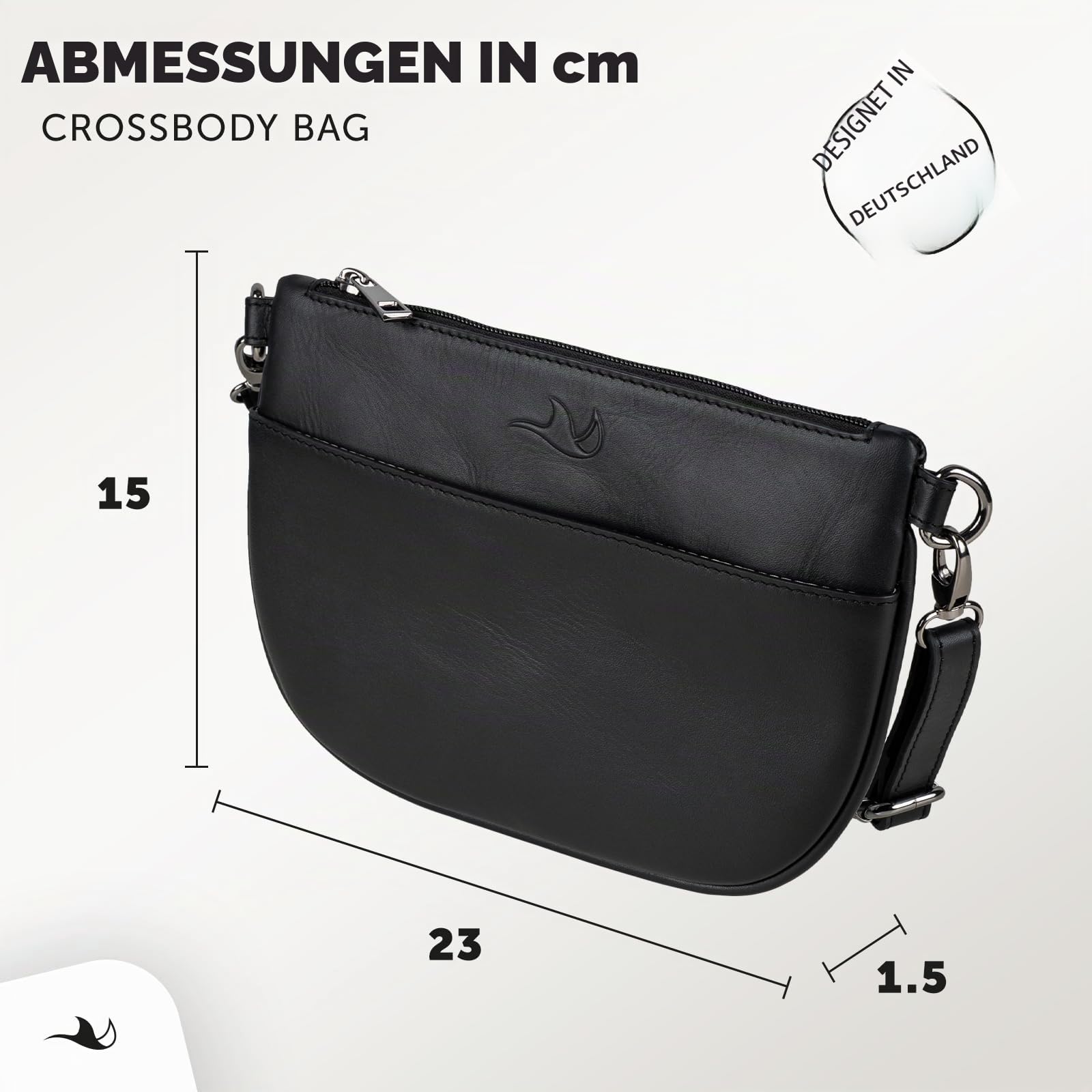 M A N T A Damen-Handtasche aus Echtleder, lässige Abendtasche, kleine Crossbody Bag & Umhängetasche, Clutch, Konzert-Tasche, Festival-Tasche, Damen-Schultertasche & Handytasche, flache Ledertasche
