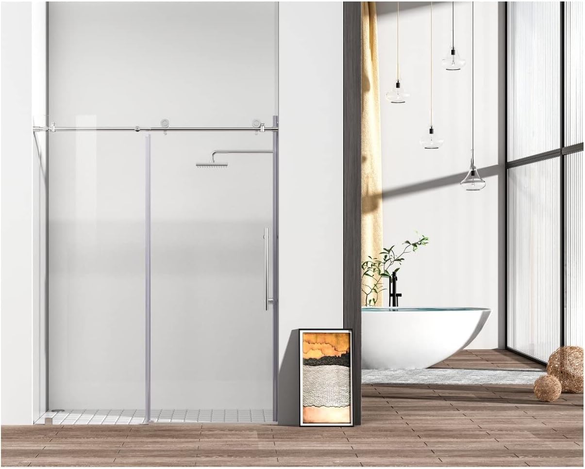 Elegant Kitchen and Bath Raleigh Frameless Stainless Steel Shower Door in Chrome