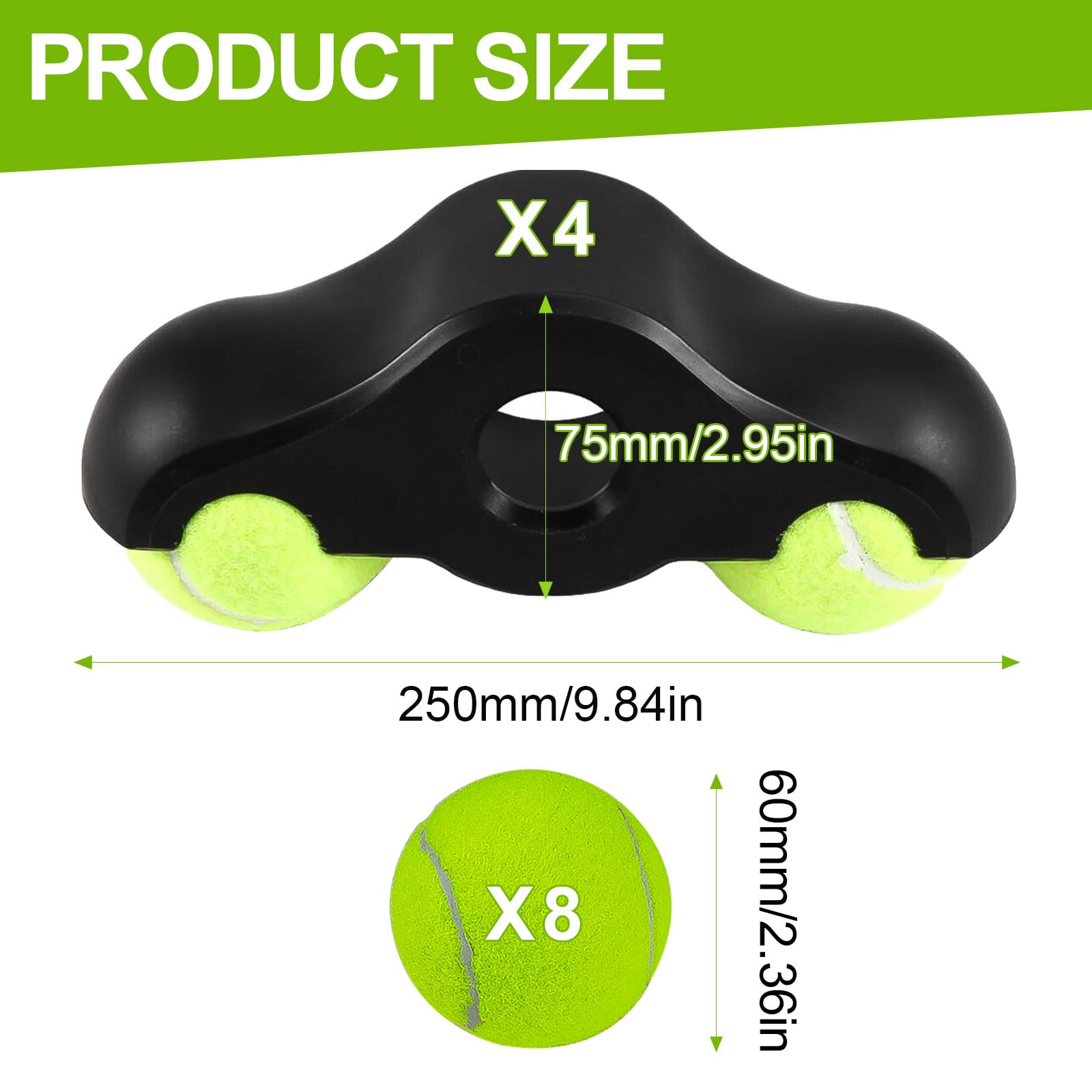 4 Pezzi Rocker Plate Feet, Accessori per Kickr Core 2 Rullo da Allenamento, Ciclismo Indoor Adattatori per Piedi Tennis, con 8 Palline Tennis, piedi Tennis Rullo Allenamento per Wahoo Kickr Core (4)