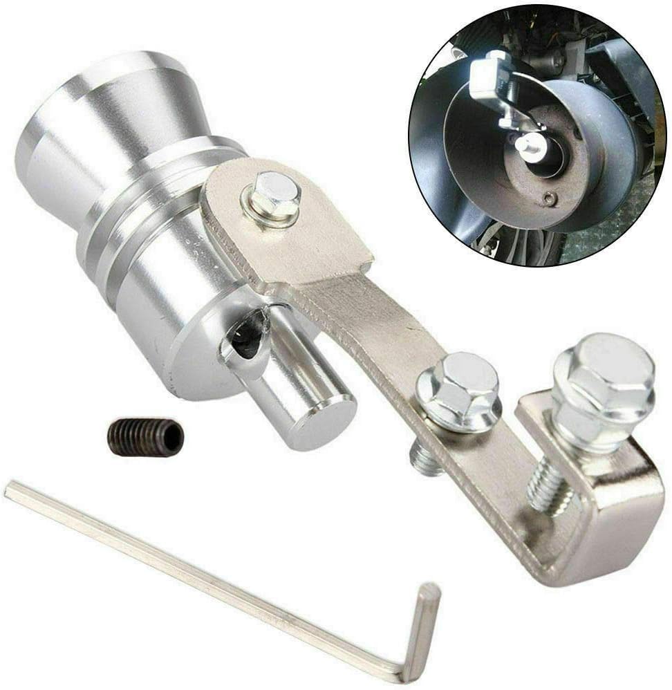 Silenciador Silbato de escape turbo para coche, silenciador de escape con silbato de sonido turbo KACEPAR, fabricante de rugido de tubo para coche, tono plateado, L