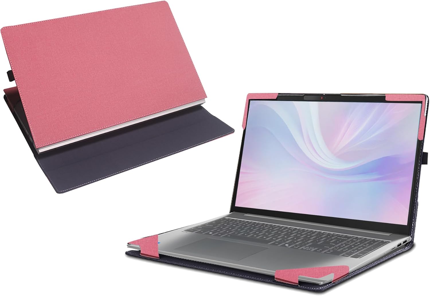 Laptop Case for Lenovo IdeaPad Slim 5/5i (16″, 16IAH10 / 16AHP10 / 16AKP10, Gen 10)[not Compatible with Any Other Model] ，PU Leather Inside Pocket Cover (Pink)