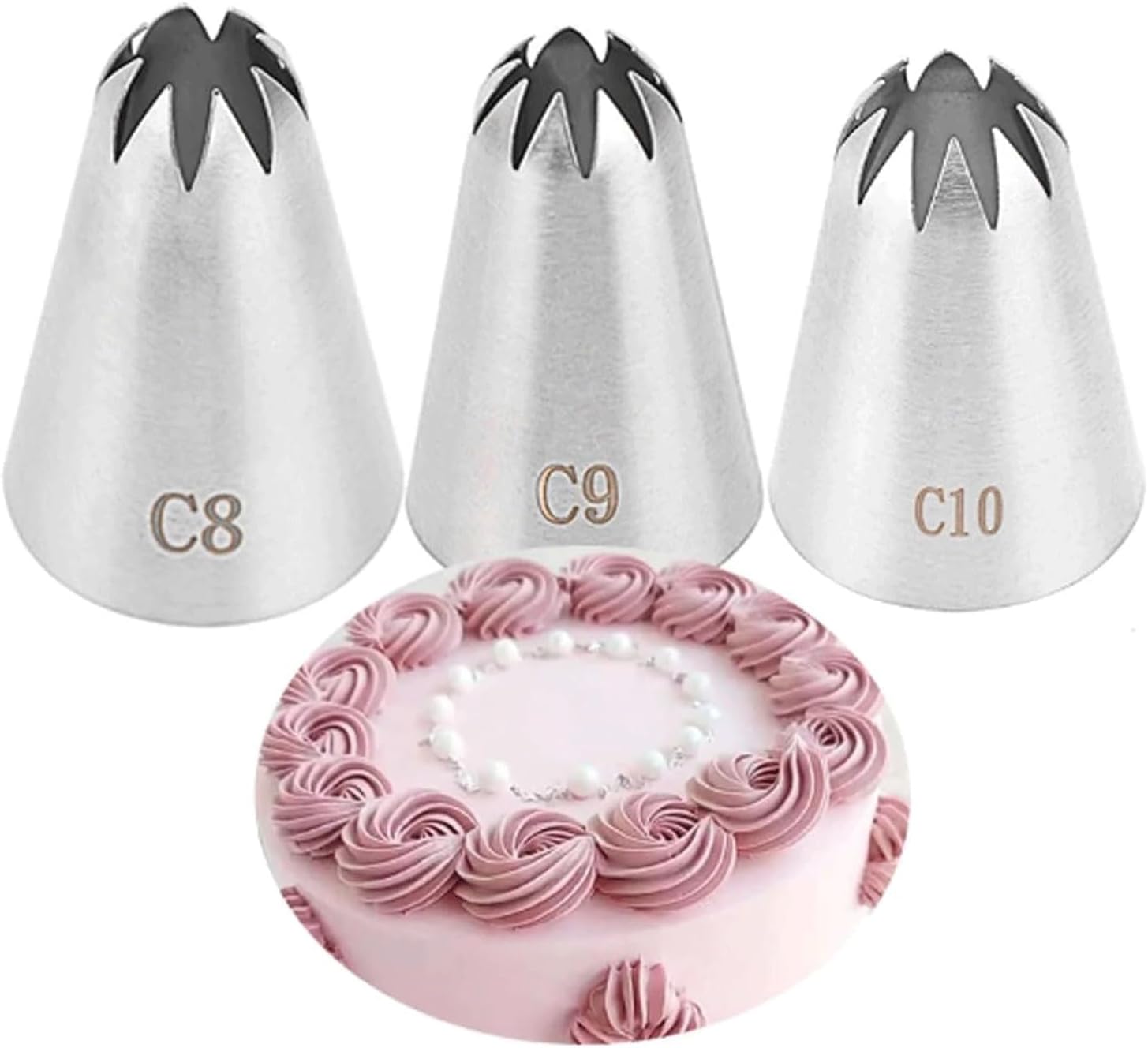Pastry Nozzles 3Pcs Piping Tips Icing Tips Stainless Steel Icing Nozzles Tips Russian Tips Decorating Tips Piping Nozzles Cream Rose