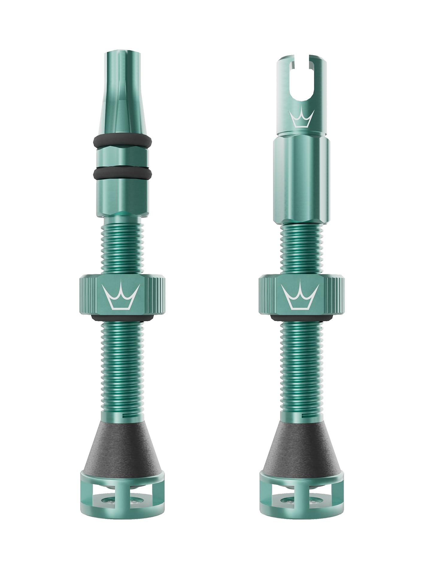 Peaty's Holeshot Fast Flow Tubeless Valves - High Airflow Anti Sealant Clog Design, Fast Tyre Setup, Fully Serviceable 7075 Aluminium, Bike Tyre Valves Compatible with MTB Rim Inserts, 42mm Jade