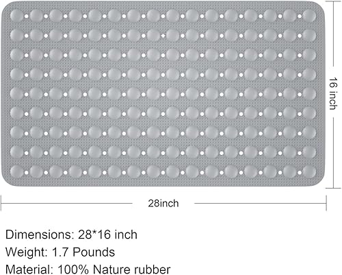 Miniatura 8 de Tapete de baño para bañera, tapete de ducha de goma antideslizante para niños, 100% goma natural sin olores de plástico, perfecto para bebés y