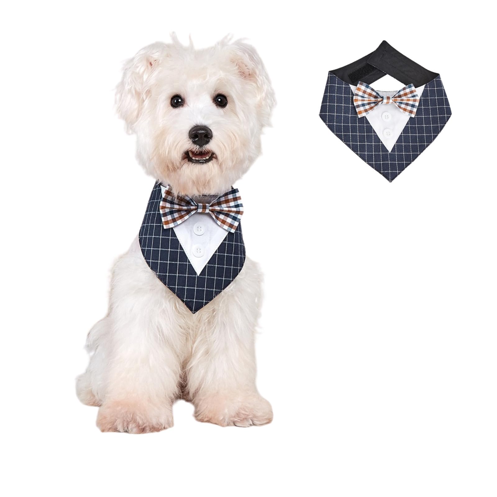 BT Bear Pet Tuxedo Collar Bandana,Wedding Outfit,Bow Tie Triangle Scarf, Scarffor for Cats Puppy Small Dogs Medium Dogs,Navy blue_L