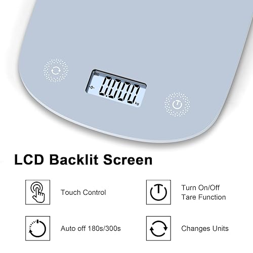 Miniatura 5 de QP Báscula digital de alimentos, báscula digital de cocina de 11 libras, báscula de carne de alta precisión de 0.04 oz, 6 unidades, báscula de