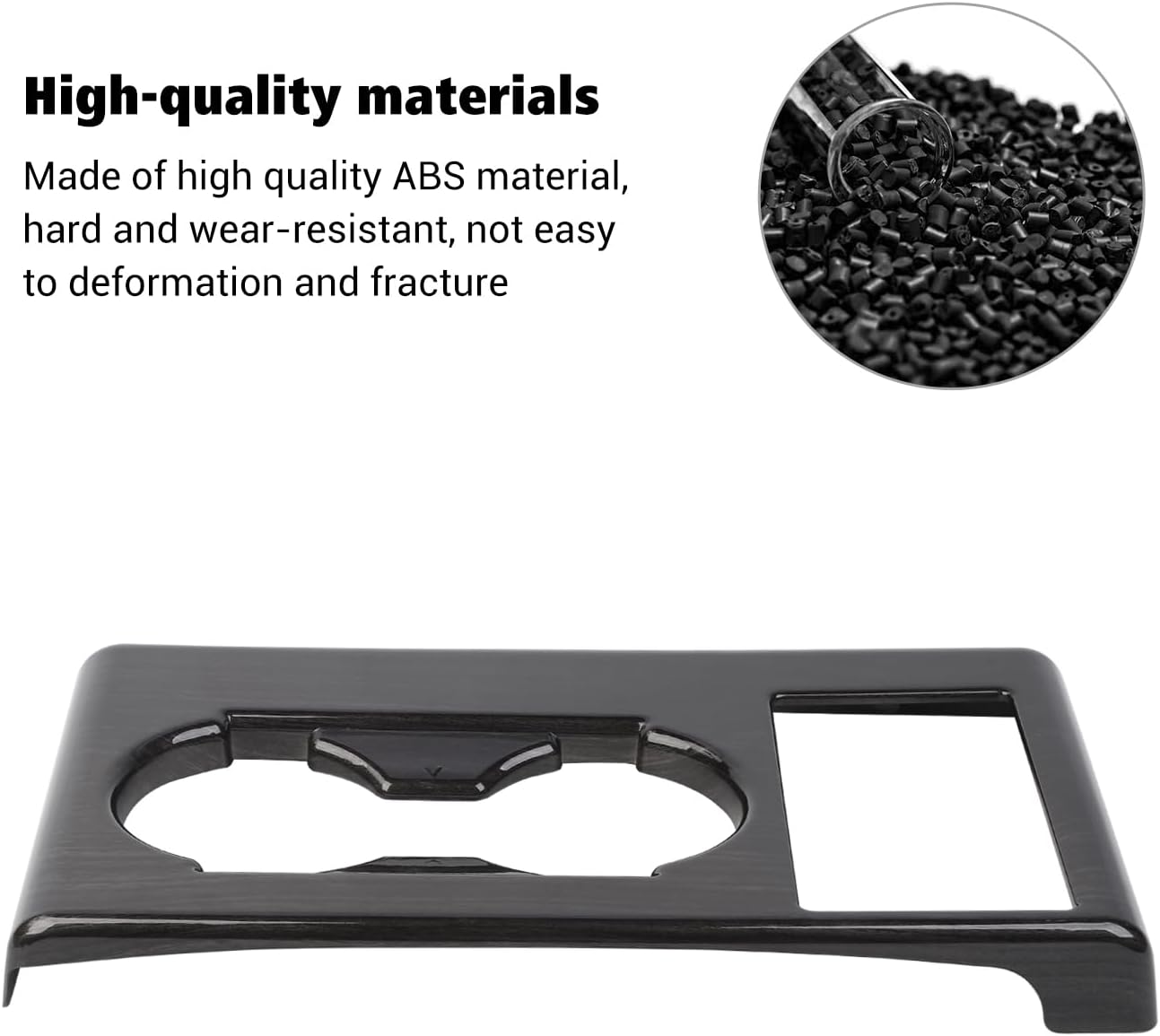 Voodonala for Ford F250 F350 F450 F550 XL XLT Center Console Water Cup Holder Panel Cover Compatible with Ford F250/F350/F450/F550 2017-2022(Black Wood,ABS,1Pc)