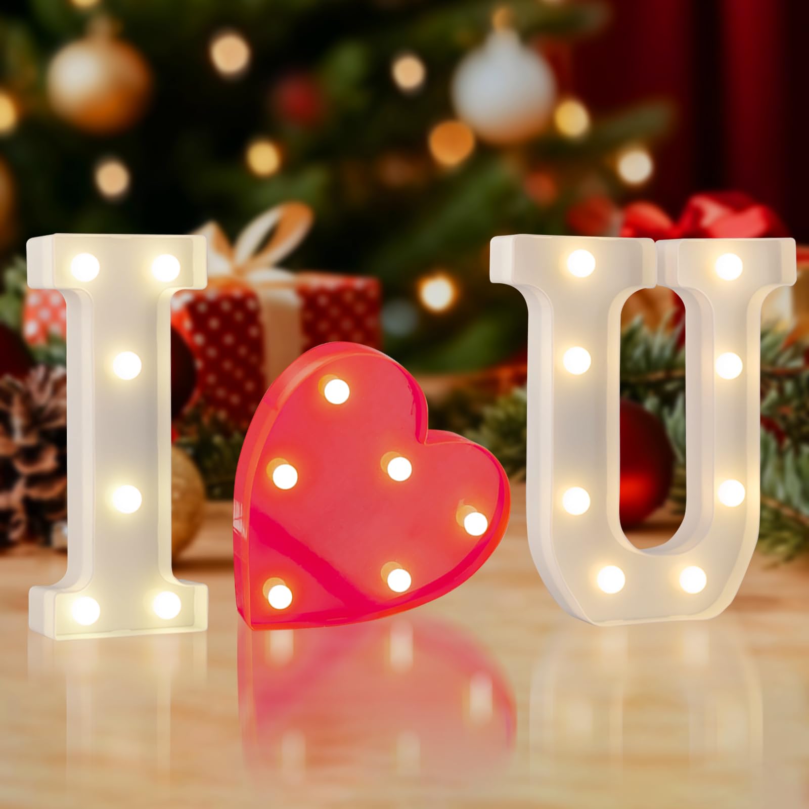 SKYPHAROS I Love You LED Marquee Letter Lights, Warm White Light Up Marquee I Love U Letters, Battery Operated Decorative LED Alphabet Lamp for Wedding Proposal, Anniversary, Romantic Table Decor