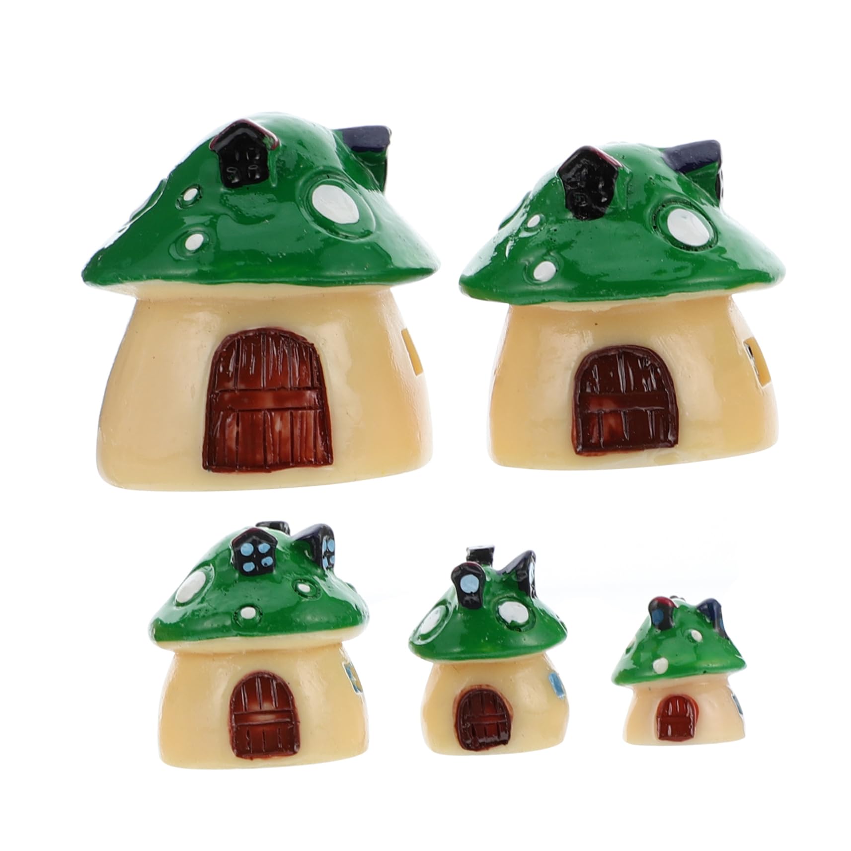 Mobestech 5pcs Mini Resin Mushroom House Garden Decor Fairy Landscaping Adornment for Outdoor Rustic Style