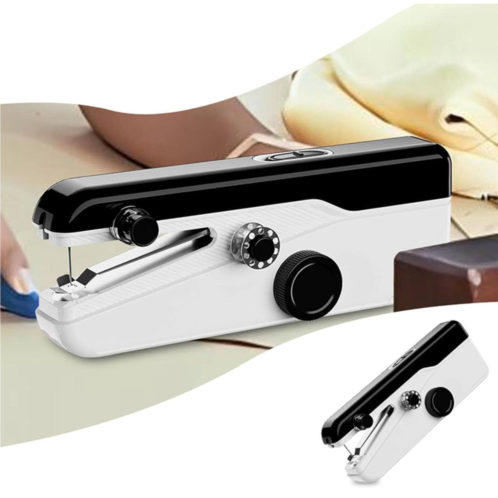 2 Piezas Máquina de Coser de Emergencia de Mano, 2 Niveles Mini Kit de Costura para el hogar Ajustable Máquina Exquisita y portátil se Aplica a la Ropa, el Viaje en el hogar