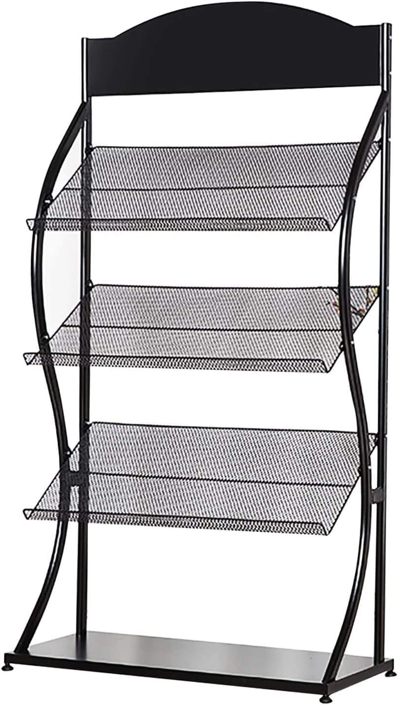 ASerZenith Floor standing magazine rack Magazine Rack Floor Standing Literature Storage Holders Metal Display Stand For Office Hospitality Areas Multi-purpose display rack (Black)