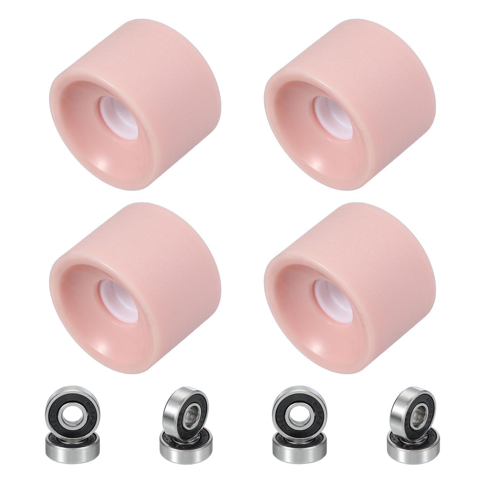 PATIKIL 70mm Skateboard Wheels 1 Set 78A Hardness Street Wheels PU Cruiser Wheels with 608RS Bearings for Skateboards Replacement, Frosted Pink