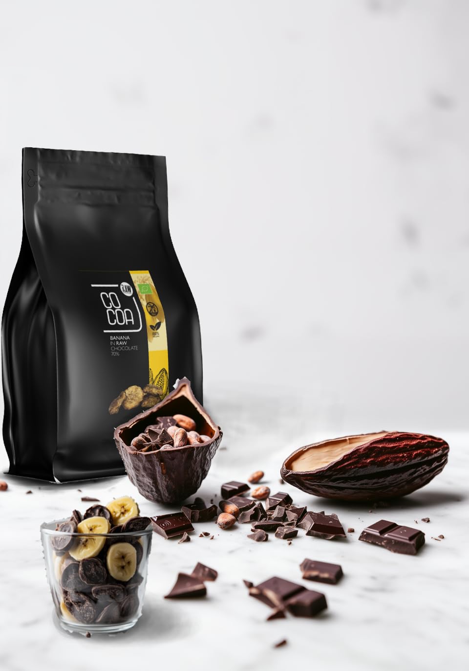 CO COA Bananen in dunkler Schokolade 70% BIO 1000g – Zartbitterschokolade aus rohem Kakao, ohne weißen Zucker, vegan, glutenfrei, laktosefrei – Lieblingsdessert mit dunkler Schokolade