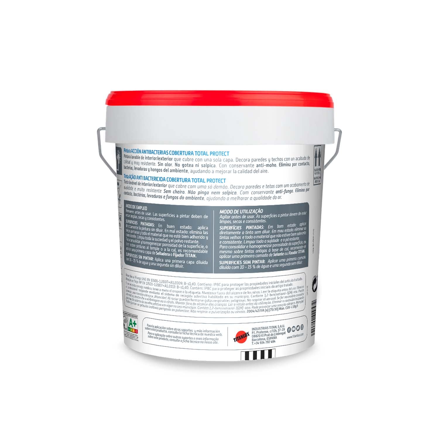 Titanlux Cobertura Total Protect pintura para paredes antibacterias Blanco 4L