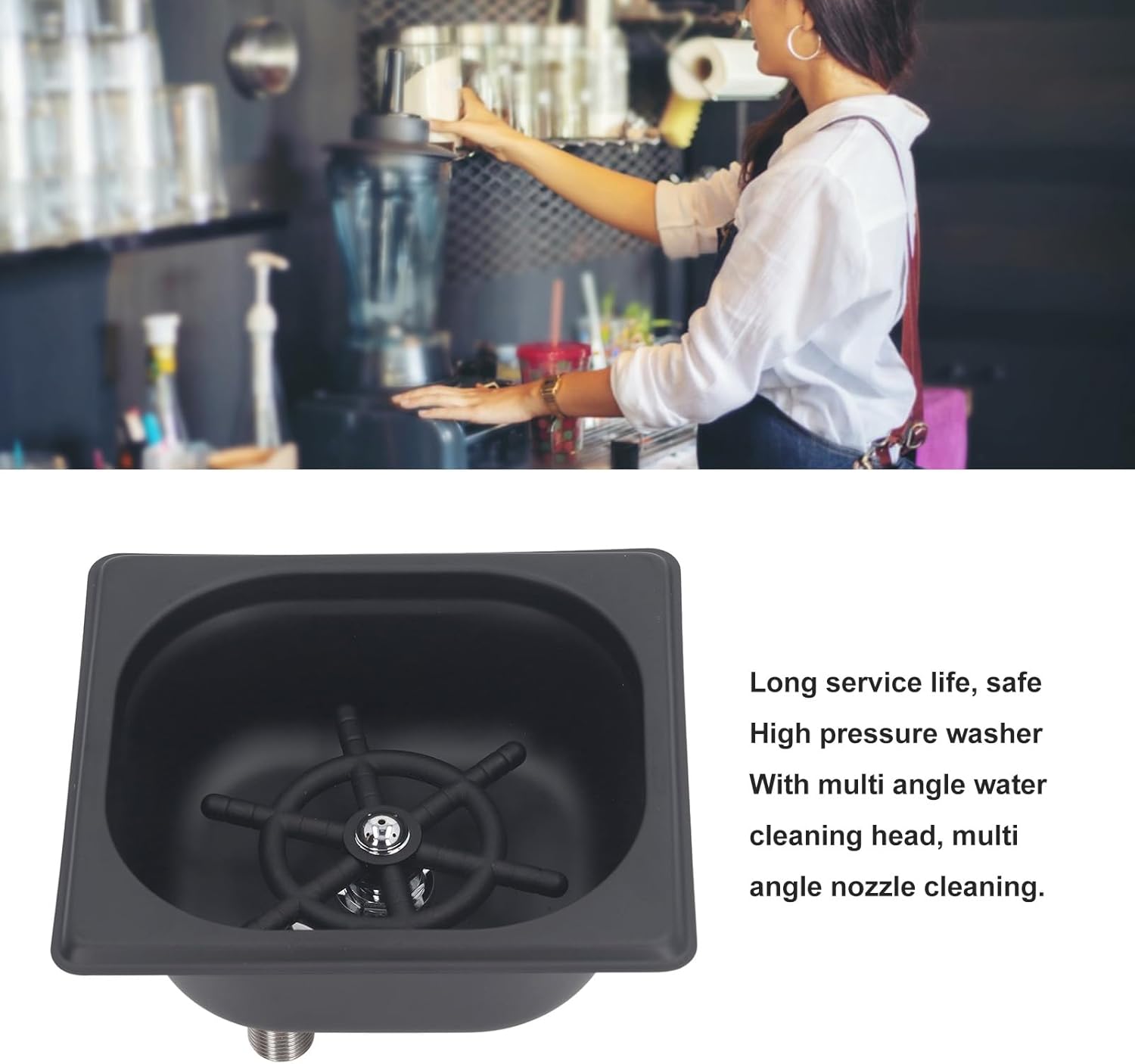 AYNEFY High Pressure Glass Rinser,Stainless Steel Fully Automatic Commercial Cup Washer Cup Cleaner with Multi Angle Spray Holes for Restaurant Kitchen Cafe Laboratory
