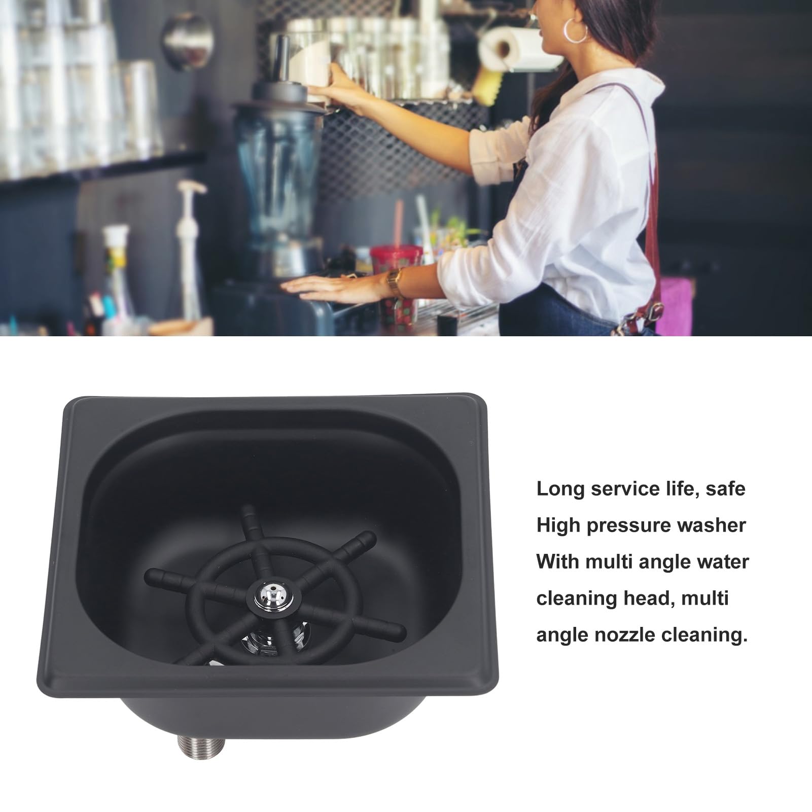 TOPINCN Stainless Steel Metal Glass Rinser, Sink Cup Riner Multi Angle Spray Holes, Automatic Cup Washer for Kitchen Sink