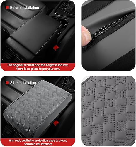 Miniatura 4 de Funda para consola central de automóvil, funda de cuero para reposabrazos para consolas centrales de automóvil con soporte cómodo, funda universal