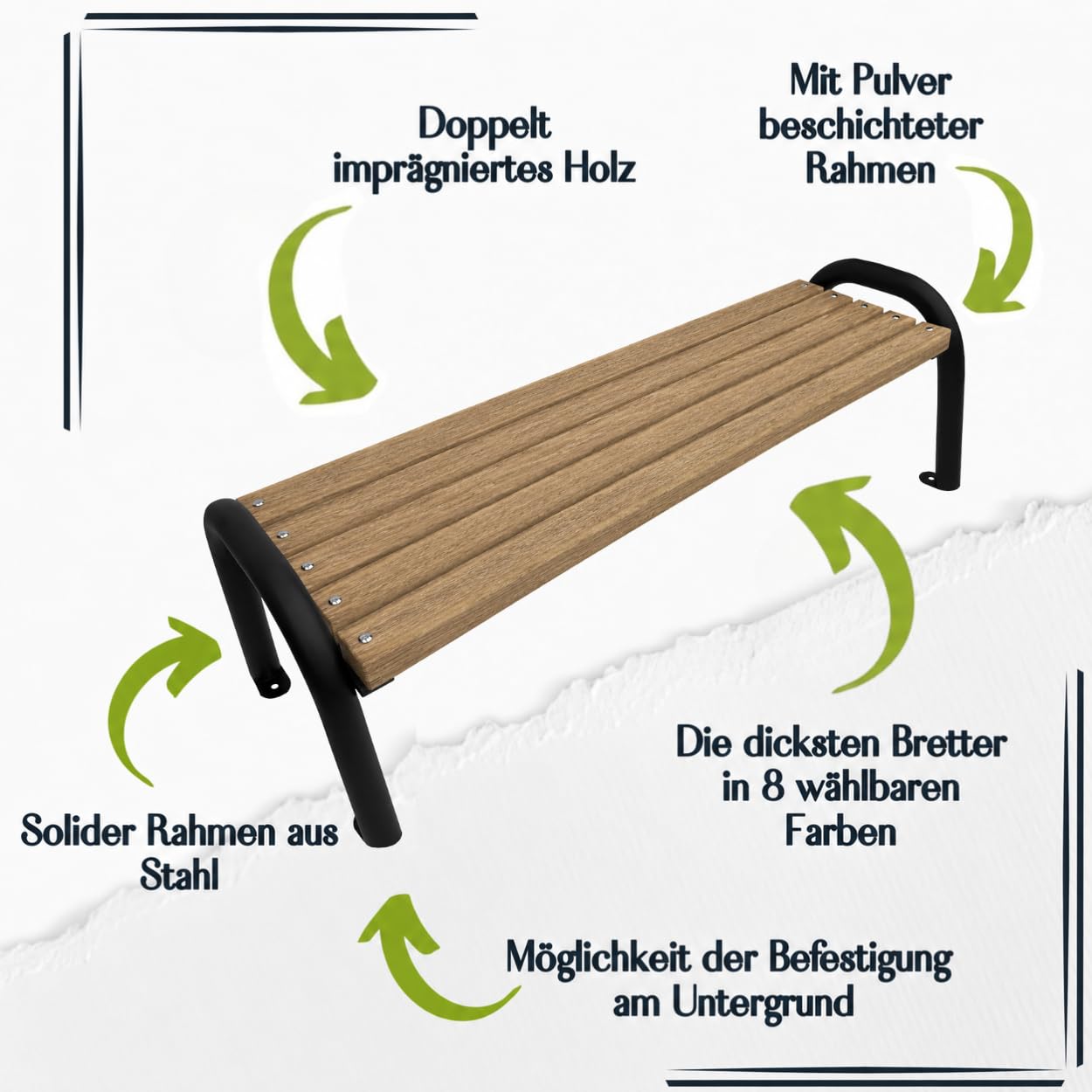 Panchina da Esterno - Panchina da Giardino e da Parco - Panca da Esterno Resistente alle Intemperie - Panchine da Esterno (Noce, 125cm - Lunghezza Totale della Panca)