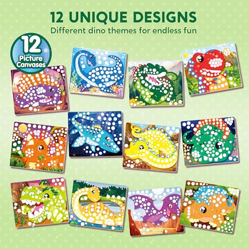 Image of Klever Kits Dot Art Kit for Kids, No Mess Sticker for Toddler 3-7, Craft Kits, DIY Creative Activity, Travel Toy, Birthday Gifts for Boys Girls (Dinosaur)