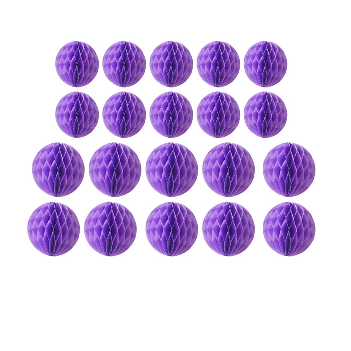 20pcs Honeycomb Balls - Party Decor in Purple (3inch &amp; 6inch, Tissue &amp; Paper Flowers)