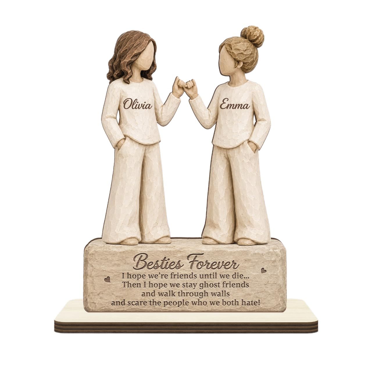 Personal Chic Personalised Wooden Plaque With Flat Stand - Besties Forever - friendship gifts for women, best friend birthday gifts (Model #1)