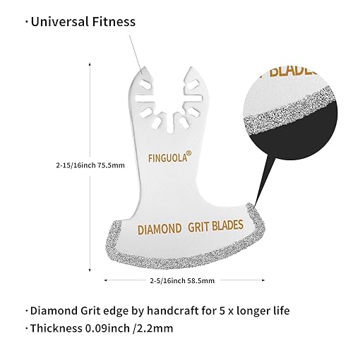 Miniatura 2 de Cuchillas de herramientas oscilantes, 6 cuchillas de carburo de diamante para eliminación de lechada y corte de azulejos suaves, segmento de dedo
