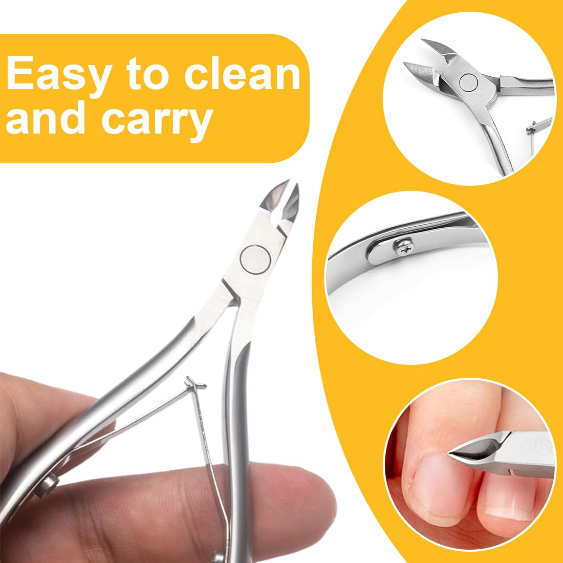 SULIUDAJI 3 Piezas Alicates para Cutícula Empujador de Cutícula Kit Cortador de Cutícula para Uñas y Uñas de los Pies con Empujador de Cutícula Plateado