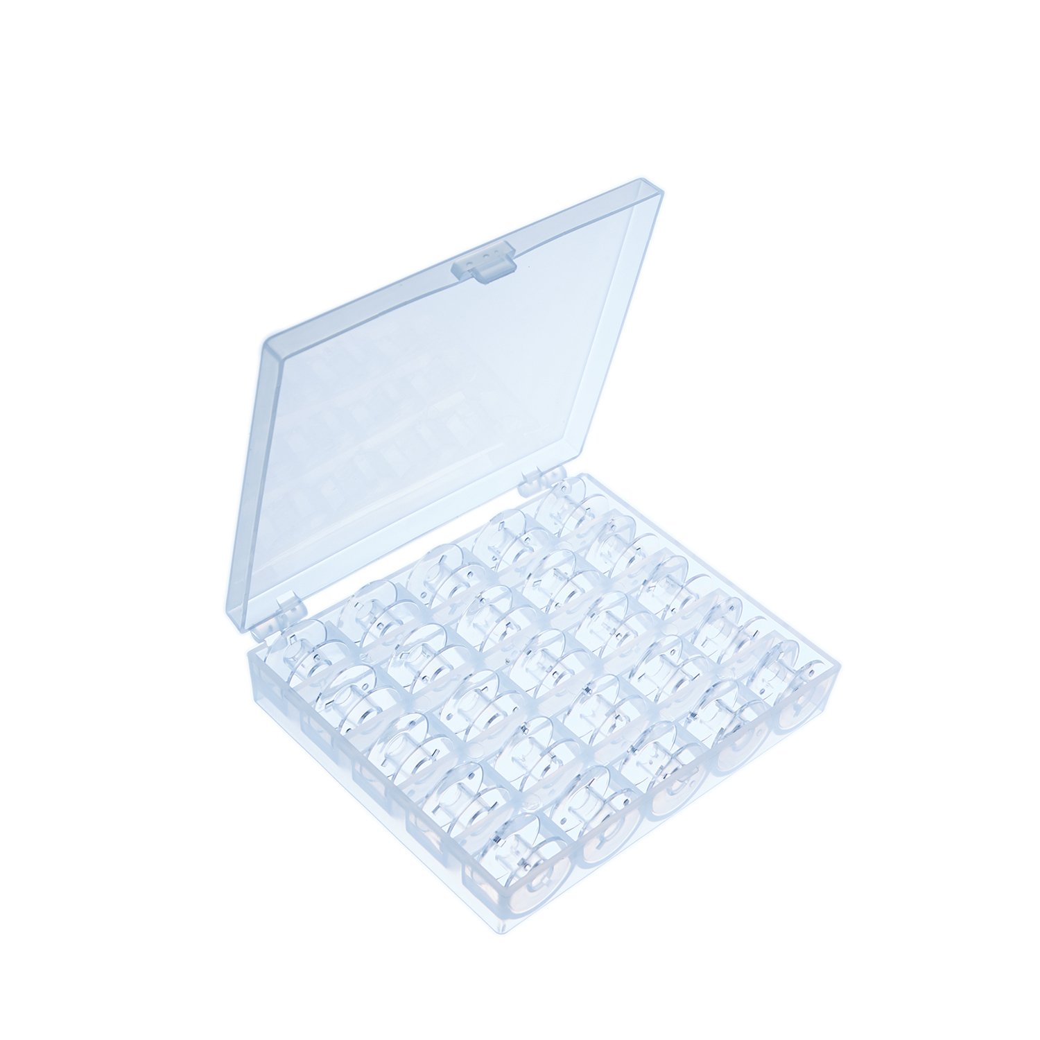 Ebytop 25Pcs Sewing Machine Bobbins Spools For Brother,Janome,Singer,Elna,Plastic And Transparent With Storage Case