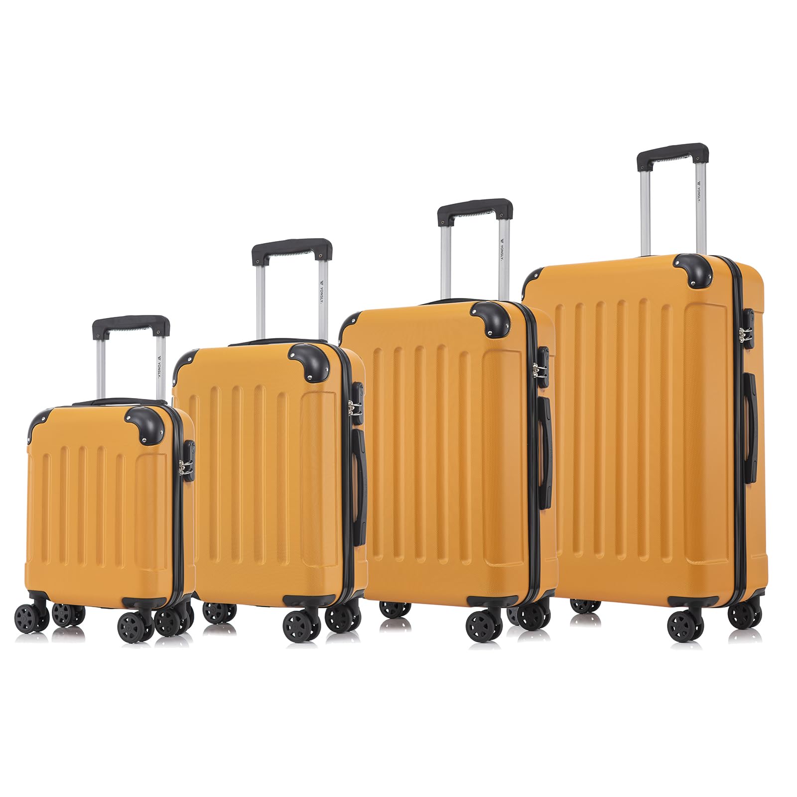 yonsly Koffer Suitcase, Trolley Reisekoffer, Rollkoffer Handgepäck mit 4 Rollen 360°, ABS Hartschalen, Sicherheitsschloss, Weicher Gummigriff, 210D-Futter