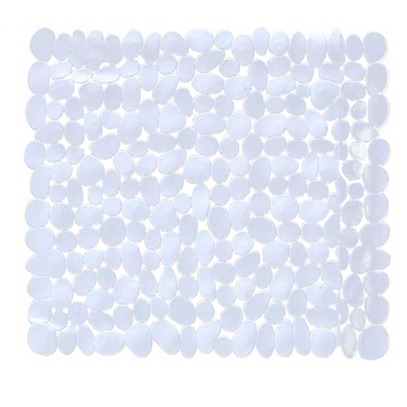 Alfombrillas de baño de Secado rápido con Orificio de Drenaje, de PVC con ventosas, Antideslizantes, con función de Masaje y antifatiga, cuadradas, Blancas, 54 x 54 cm / 21,3 x 21,3 Pulgadas