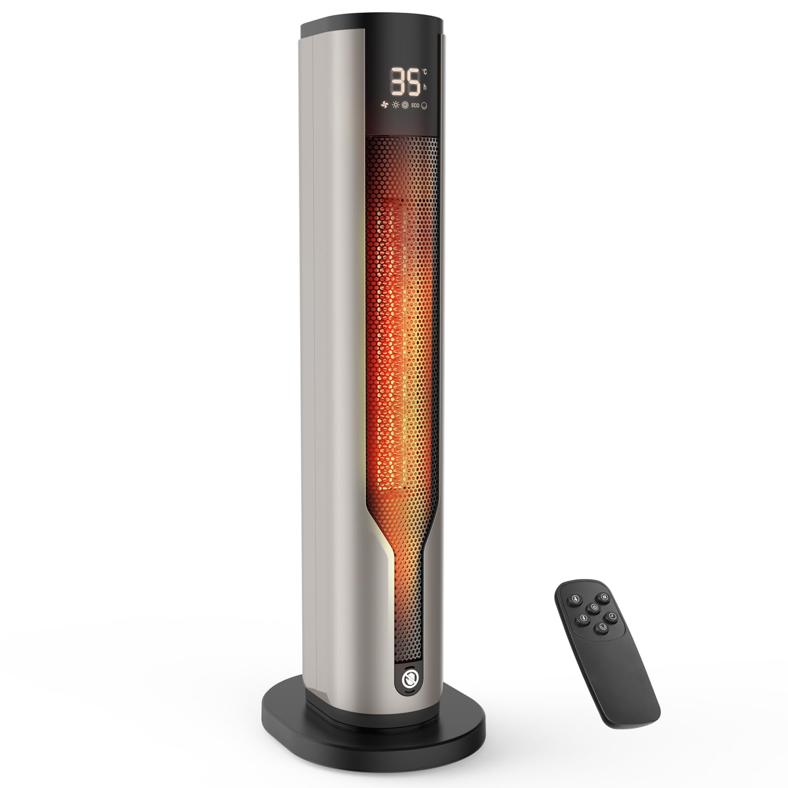 Stufetta Elettrica Basso Consumo 2000W PTC con Telecomando, Termoventilatore, Oscillazione, Timer, Protezione Surriscaldamento e Ribaltamento, Temperatura Regolabile per Bagno, Camera e Interni