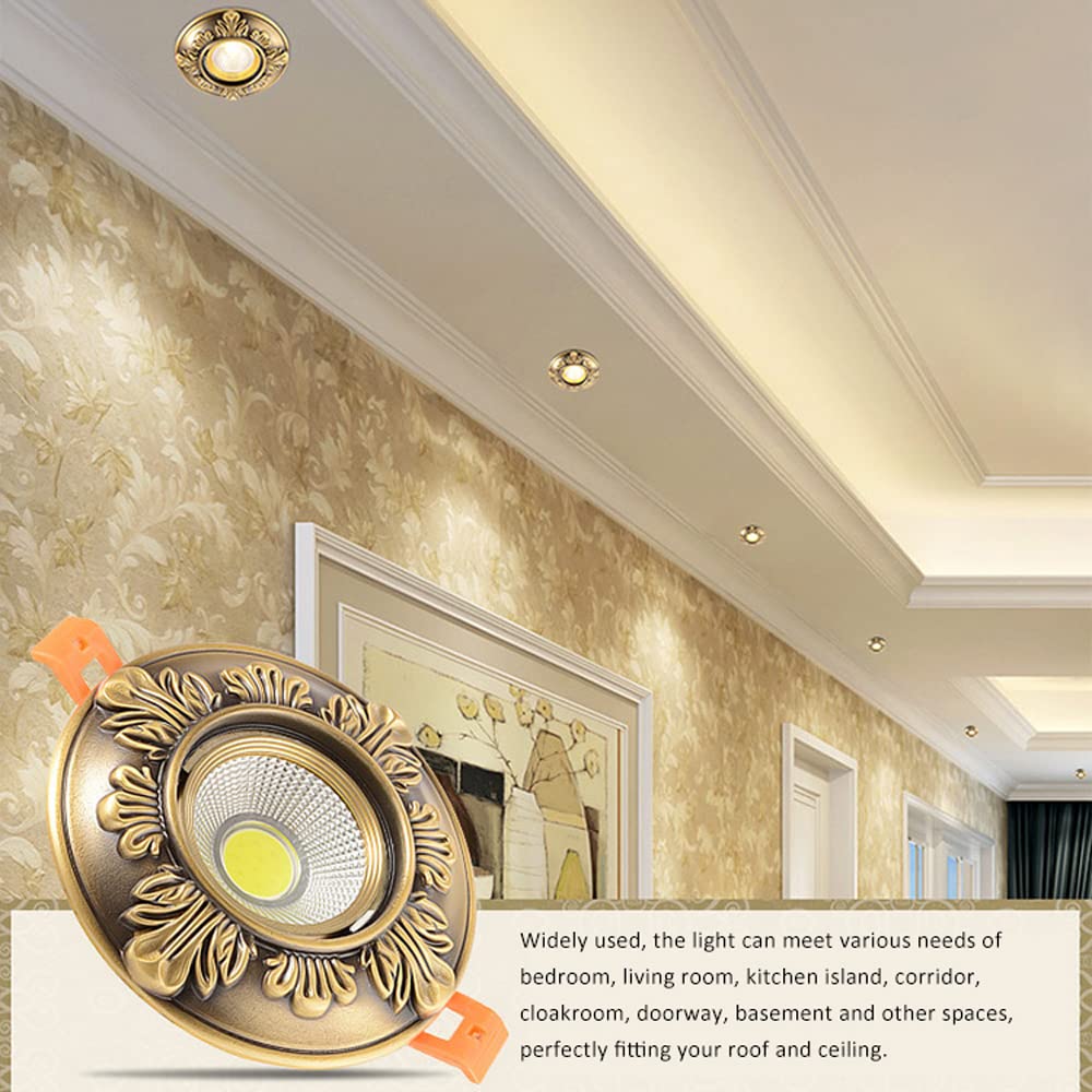 Lot de 8 projecteurs Ronds en Laiton à intensité Variable 2,5 Pouces 3,5 Pouces, éclairage à écran Plat LED 3000K/4000K/6000K CRI90+, LED Eyeball Canless Downlight Plafonnier 3-10W