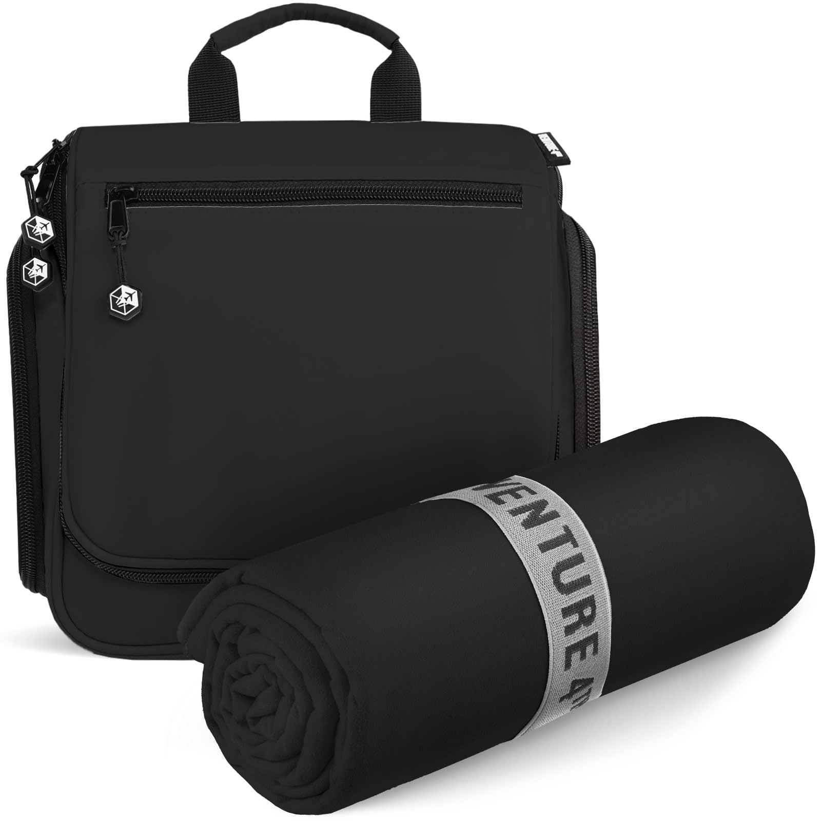VENTURE 4TH Travel Toiletry Bag & Quick Dry Towel Set - Ideal Travel Bundle for Camping, Hiking, Backpacking and Business Trips - Size M Travel Towel