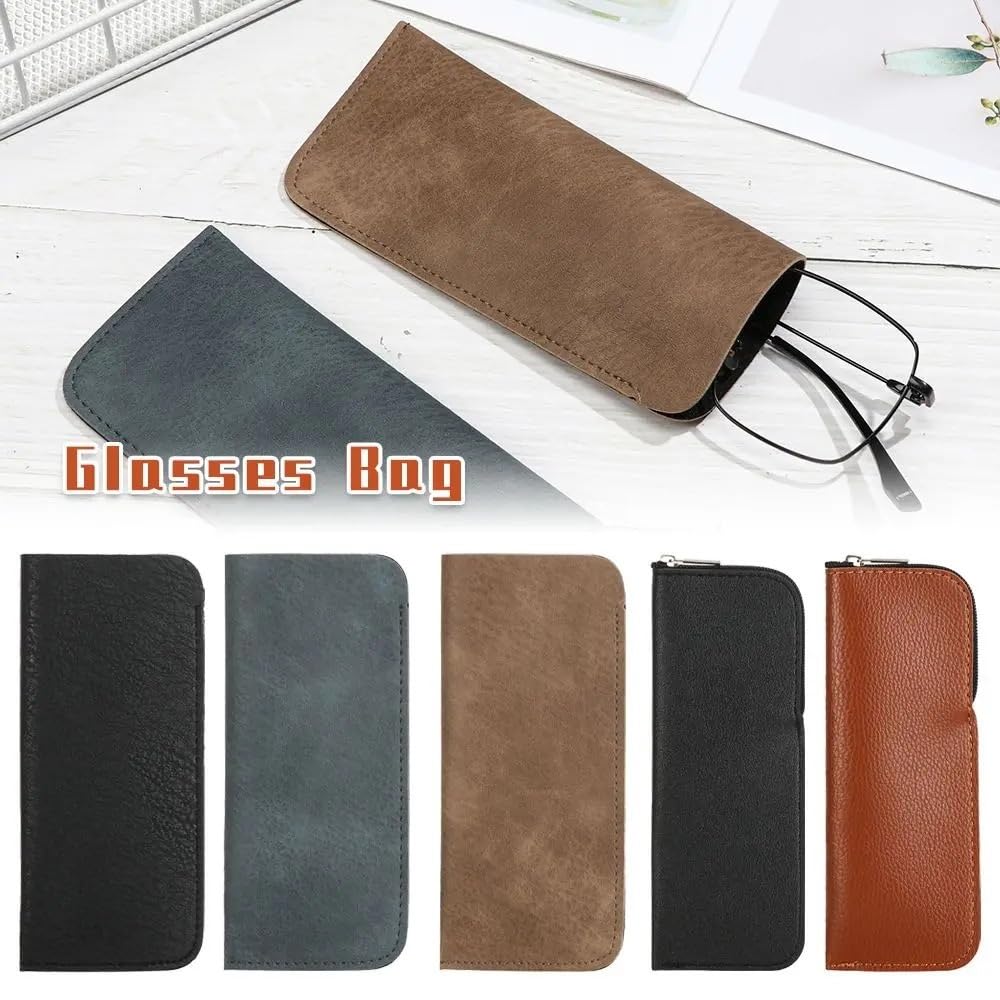 2/4/6 bolsas de cuero suave para gafas de lectura, impermeables, sólidas, bolsas de almacenamiento simples para gafas de sol (gris, 4 piezas), gris, Talla única