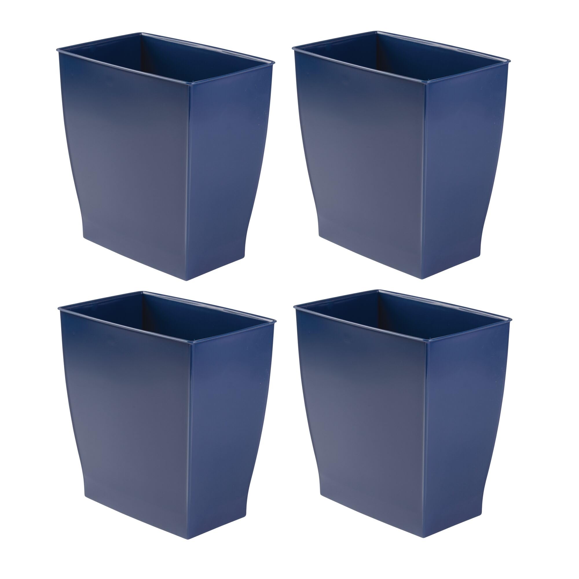 Basureros rectangulares iDesign azul marino en pack de 4 unidades para baño