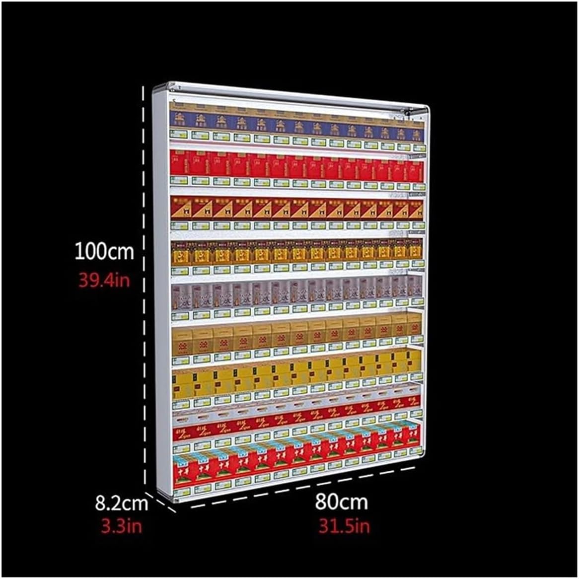 Multi-Tier Wall-Mounted Cigarette Display Rack, Space-Saving 5-9 Layer Holder for Supermarkets & Convenience Stores, Ideal for Snacks, Tools & Candy Showcase (60x8.2x40cm)