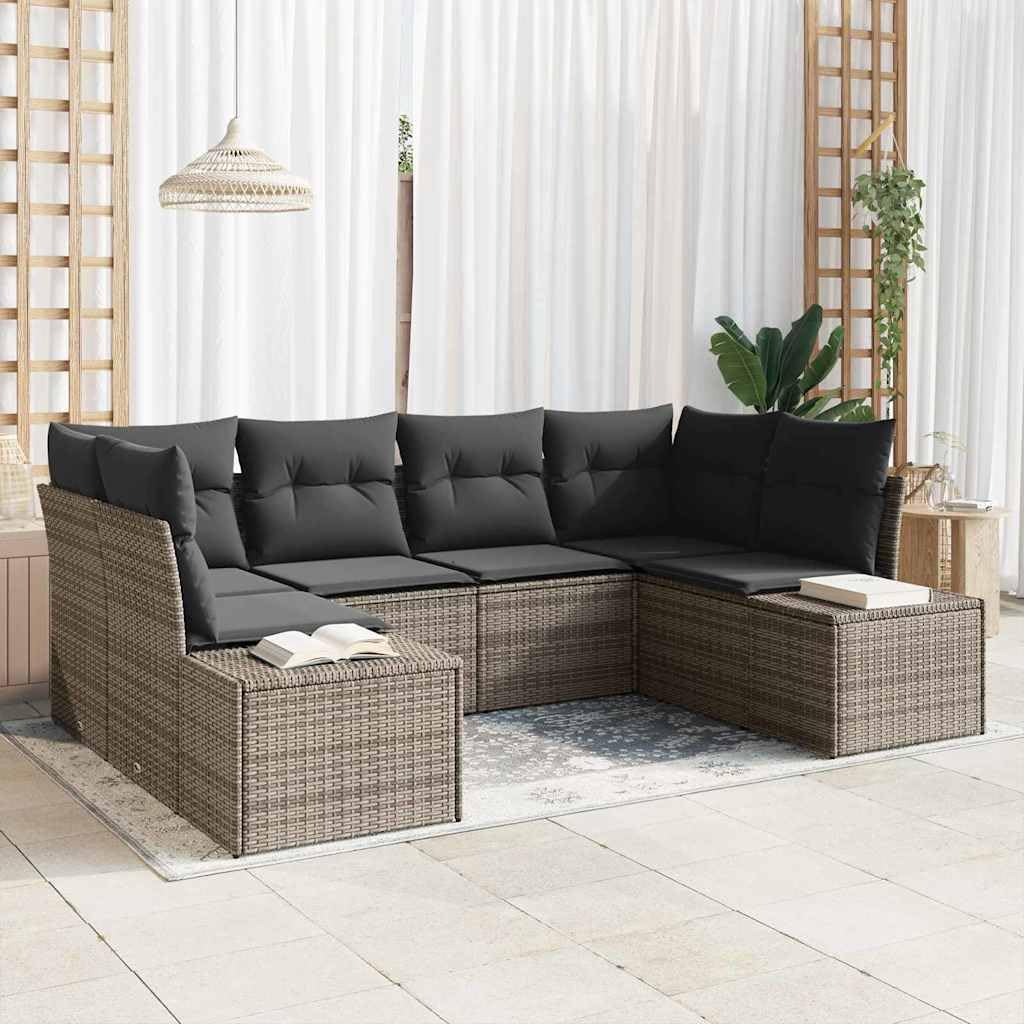 vidaXL Zestaw Sof na Ogród 6 szt. Szary polirattan